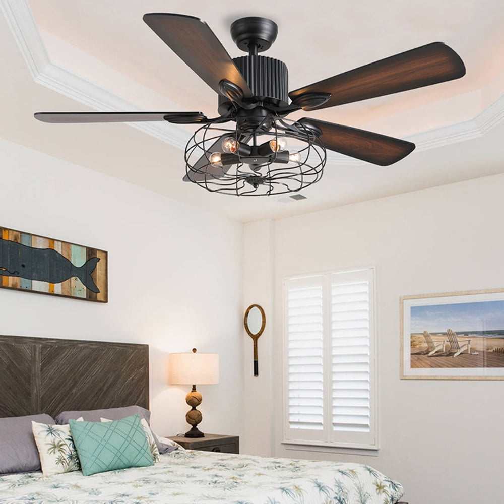 Kepooman 5 Leaves Ceiling Fan with Lights, 64W 52 Inch LED Ceiling Fan Lamp With Remote Control, Matte Black Kepooman 5 Leaves Ceiling Fan with Lights, 64W 52 Inch LED Ceiling Fan Lamp With Remote Control, Matte Black