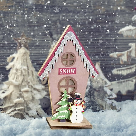 

TANGNADE New Christmas Decorations Night Lights Painted Christmas Snowman With Lights Cabins Christmas Lighting Decorations Night Lights