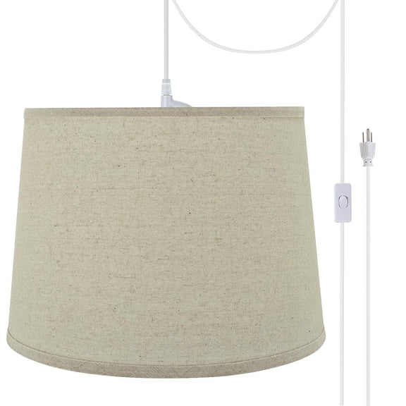 Aspen Creative 72316-21, One-Light Plug-In Swag Pendant Kit with Empire Lamp Shade, Light Grey