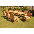 thumbnail image 4 of Teak Dining Set:8 Seater 9 Pc - 94" Double Extension Rectangle Table and 8 Lagos Arm / Captain Chairs Outdoor Patio Grade-A Teak Wood WholesaleTeak #WMDSLG7, 4 of 4