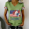 thumbnail image 2 of Summer Tops for Women Gsakboxl Women V Neck Patriotic T-Shirt, 4th Of July USA 250th Anniversary American Flag Floral Graphic Print Short Sleeve Casual Holiday Tops Womens Shirts XL, 2 of 8