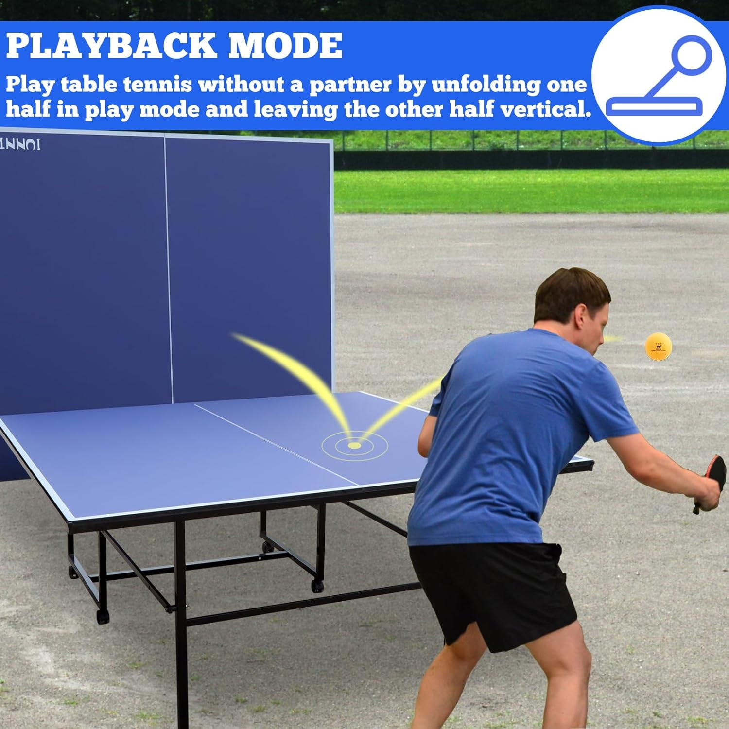 HooKung 9ft Foldable Ping Pong Table, Profession Portable Table Tennis Table Set with 2 Paddles and 3 Balls for Indoor Outdoor Games