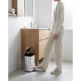 thumbnail image 2 of PYY Stainless Steel Bathroom Step Trash Can - 1.3 Gallon/5L, Soft-Close Lid, Removable Inner Bucket, Fingerprint-Proof, Rectangular Recycling Bin for Kitchen, Home Office, Silver - 21.0×18.8×27.9cm, 2 of 7