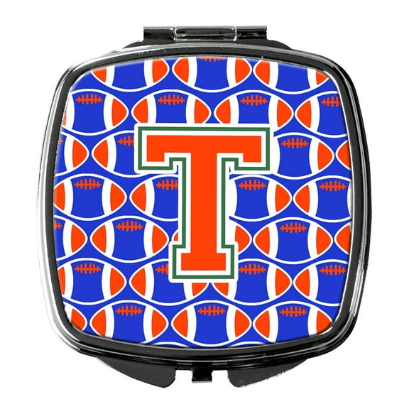 Letter T Football Green Blue and Orange Compact Mirror CJ1083-TSCM