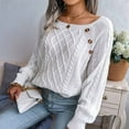 thumbnail image 2 of Women'S Casual Leopard Print Knitted Pullover Sweaters Long Sleeve Crew Neck Jumper Tops White L, 2 of 7