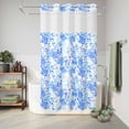 thumbnail image 6 of No Hook Shower Curtain, Blue Flowers Shower Curtains for Bathroom with See Through Top Window, Watercolor Summer Botanical Floral Waterproof & Washable Bath Curtain Stand Up Stall 36"x72", 6 of 9