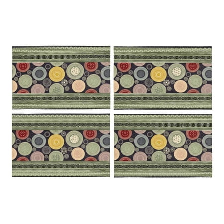 

MKHERT Vintage Ornamental Colorful Abstract Floral Pattern Placemats Table Mats for Dining Room Kitchen Table Decoration 12x18 inch Set of 4
