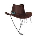 thumbnail image 5 of Fewfanhot Men & Women's Black Straw Cowboy Hat with Turquoise Beaded Band, Adjustable Chin Strap, Wide Brim Western Hat for Festival, Boho Style, Outdoor Adventures, 5 of 8