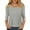Gray, variant on Women's Fashion Casual Three-Quarter Sleeve Button Solid Color Round Neck Top, Chic Blouse for Women, Spring Summer Style,Blue,M