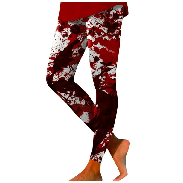 MKLEKYY Leggings de yoga con estampado rojo informal para mujer