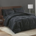 Black comforter set queen size bedding set Black bedding set 7 pieces