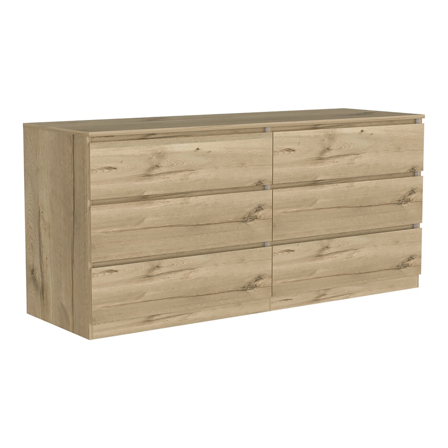 Kadyn 6 Drawer Double Nursery Dresser, Chest of Drawers with Metal Handles, Storage Cabinet for Bedrrom, Light Oak Kadyn 6 Drawer Double Nursery Dresser, Chest of Drawers with Metal Handles, Storage Cabinet for Bedrrom, Light Oak