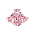 thumbnail image 1 of Lucakuins Infant Baby Girl Valentine#39;s Day Jumpsuit, Flare Manga Larga Cuello Redondo Letra/Corazón Estampado Mameluco + Diadema Lucakuins moda, 1 of 7