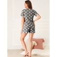 thumbnail image 4 of Conjuntos de pijama corto para mujer Allegra K Ropa de dormir Pijamas de manga corta con lunares lindos Gris XS, 4 of 5