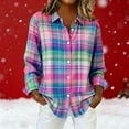 thumbnail image 6 of Zyekqe Womens Plaid Shirts Button down Long Sleeve Blouses Lightweight Print Business Dressy Casual Tops, 6 of 6