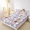 thumbnail image 3 of Homewish Pastel Halloween Ghost Bed Sheets,Pumpkin Bat Banner Pattern Full Size Sheets,4 Pieces,1 Flat Sheet,1 Fitted Sheet and 2 Pillowcases, 3 of 6