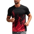 thumbnail image 2 of Men's Solid Color Geometric Jacquard Short Sleeve Round Neck Athletic T-Shirt, Quick-Dry Sporty Top for Training, Running, Gym Workouts and Outdoor Activities Red L, 2 of 7