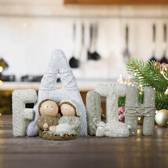 Nacimiento de Jesús Estatua Amor Familia Resina Letras en Inglés Adornos de Navidad Regalos