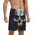 thumbnail image 2 of Sikiie Modern Abstract Colorful Skull C Mens Pajama Shorts, Lightweight Lounge Pant with Pockets Soft Sleep Pj Shorts for Men, 2 of 6