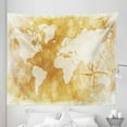thumbnail image 1 of Compass Tapestry, Old-Fashioned World Map Design with Compass in Retro Distressed Colors Continents, Fabric Wall Hanging Decor for Bedroom Living Room Dorm, 5 Sizes, Cream Tan, by Ambesonne, 1 of 1
