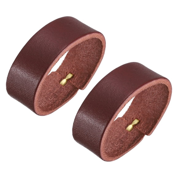 Unique Bargains 2Pack Leather Belt Loop Keepers, 11.5cm Outer Girth Belt Strap Ring Buckle (Red Brown)