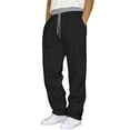 thumbnail image 2 of Men's Cotton Elastic Waist Sweatpants - Baggy, Wide Leg, Lounge Pants with Pockets for Daily Wear Gray L, 2 of 6