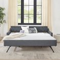 thumbnail image 3 of Twin Size Upholstered Daybed with Erectable Trundle and USB Charging, Dark Gray Linen, Mid-Century Design, 3 of 9