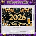 thumbnail image 2 of Gold Theme 2026 New Year Banner Clock Design Happy New Year Banner Star Decoration Gift Ornament New Year Party Banner for New Year Party 2026 Celebration Holiday Event, 2 of 9