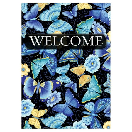 - Toland Home Garden Blue Butterfly Welcome Flag
