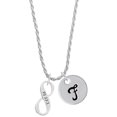 thumbnail image 1 of Delight Jewelry Silvertone Psalm 23:1 Infinity Sign Silvertone Script Initial Disc - F - Charm Necklace, 20"+3", 1 of 4