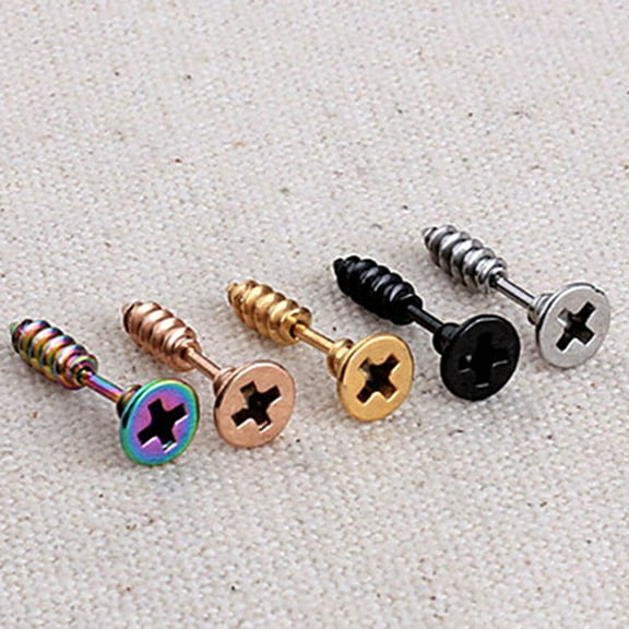 Raindrops Screw Earrings for Men and Women Blue Color Threaded Earring for Piercing 1 Pair