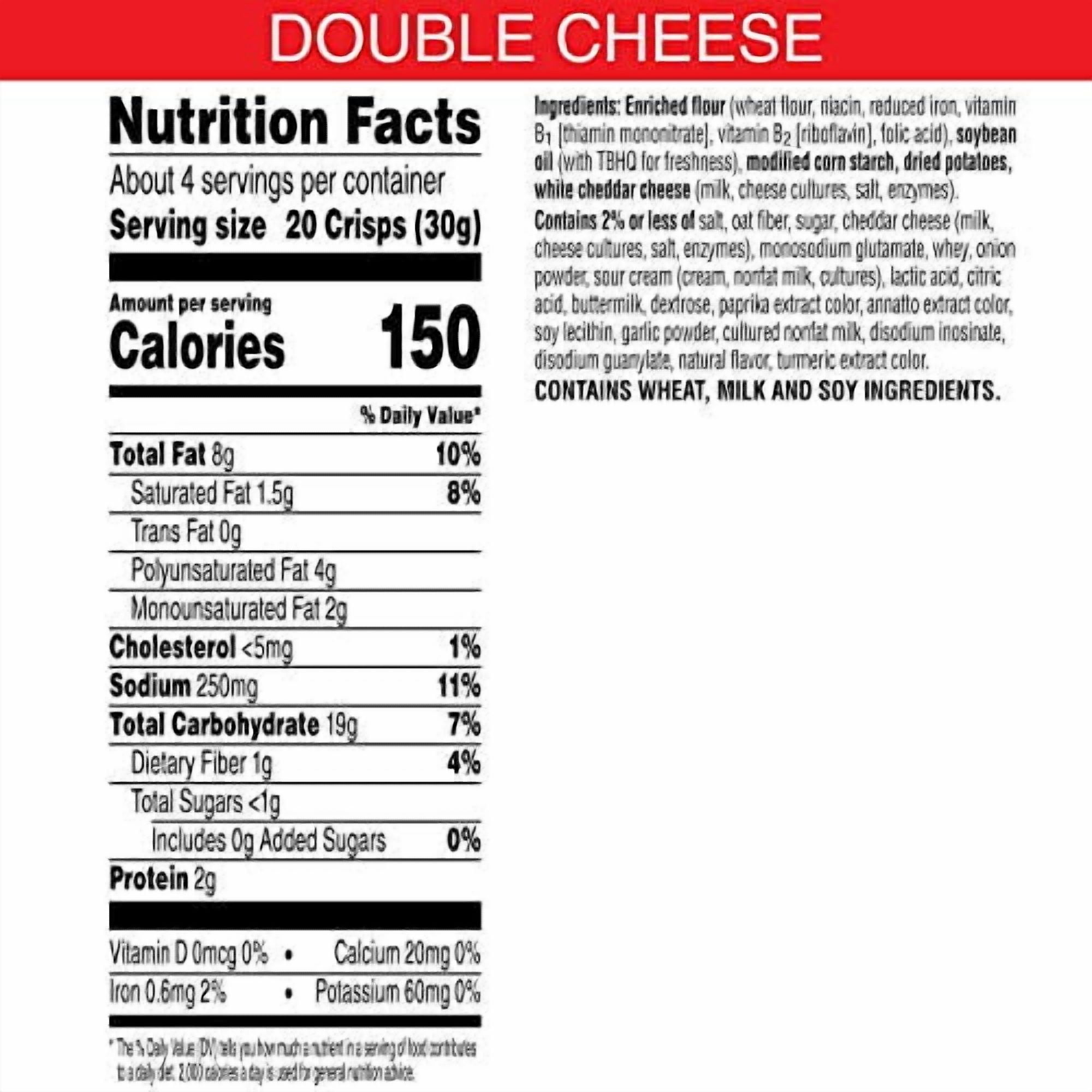 Cheez-It Snap'd, Cheesy Baked Snacks, Double Cheese, 2.2 oz Pouch (Pack of 6)
