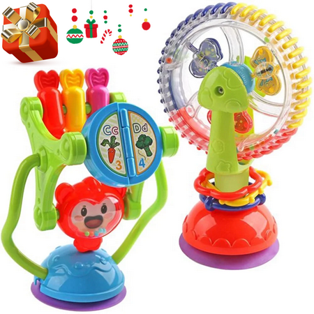 Baby Rattles-Baby Toys 0 M+ 2PCS Baby High Chair Toys with Suction Cups Baby Rattle Activity Balls Rattles Grab and Rotate Crawling Educational Toys