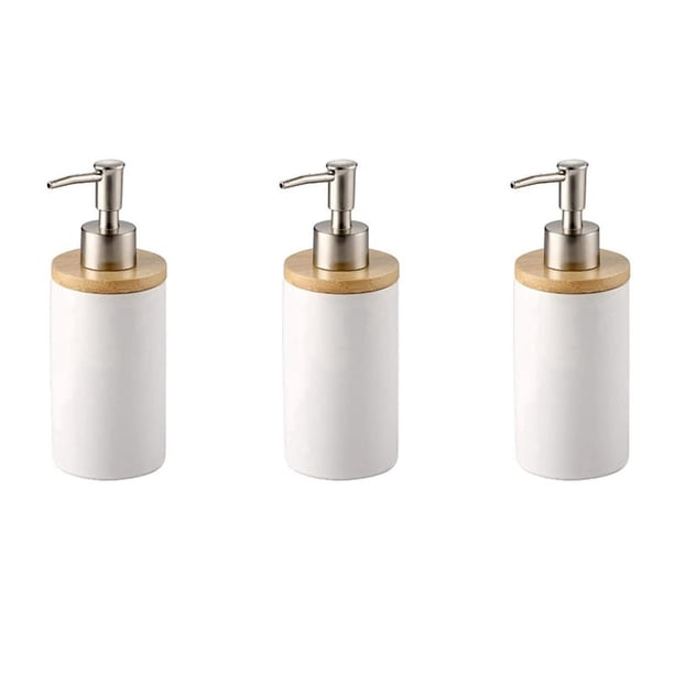 Dispensador de jabón de cerámica de 3 x 400 ml, estilo nórdico, dispensador de loción, dispensador de jabón para cocina y baño, color blanco