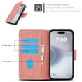 thumbnail image 2 of Designed for iPhone 16 Case Wallet, Elegant Women Flip Folio Cover with Flower Embossed PU Leather Stand Credit Card Holders Slots Wrist Strap Phone Case for iPhone 16, Pink, 2 of 7