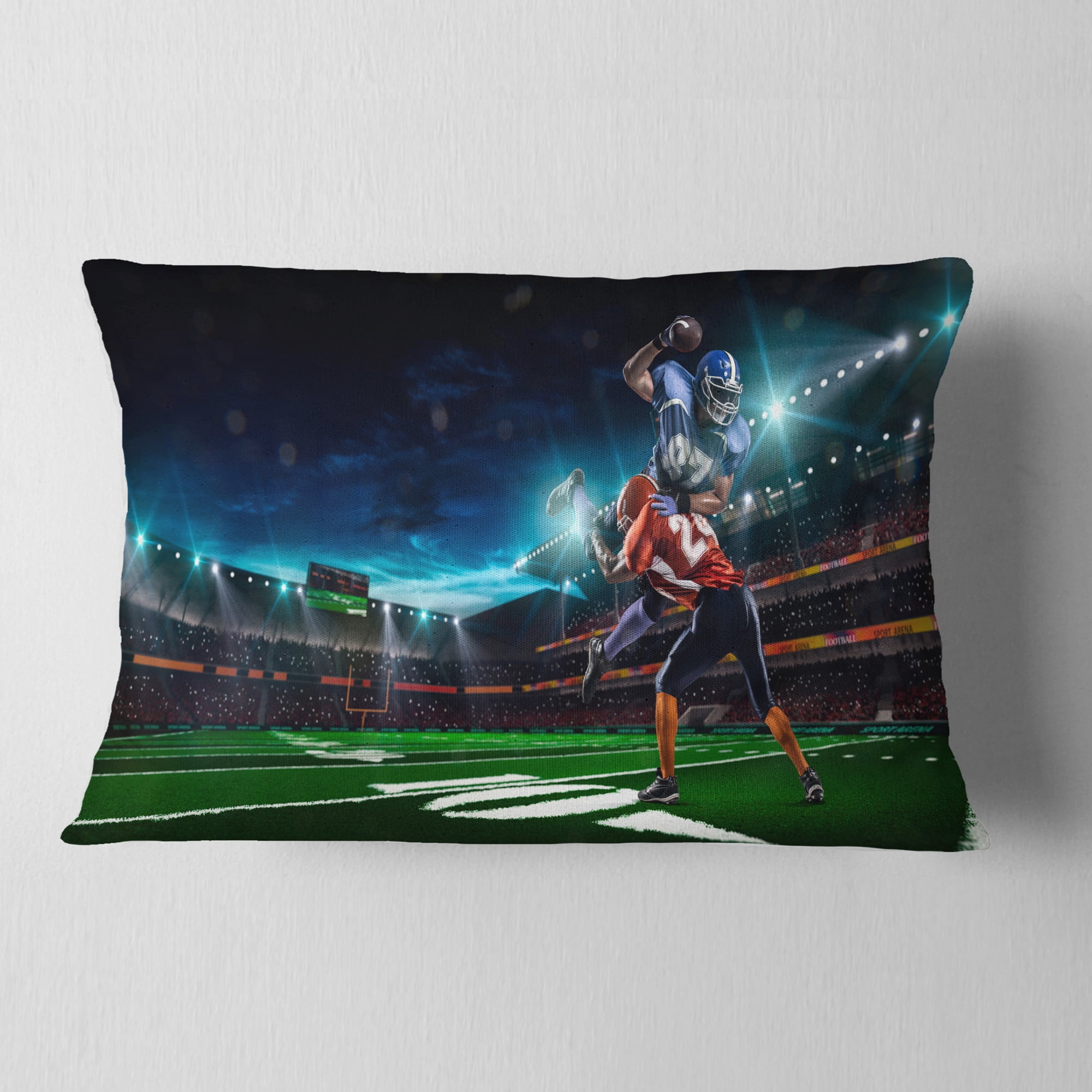 Designart American Football Player - Sport Throw Pillow - 12x20