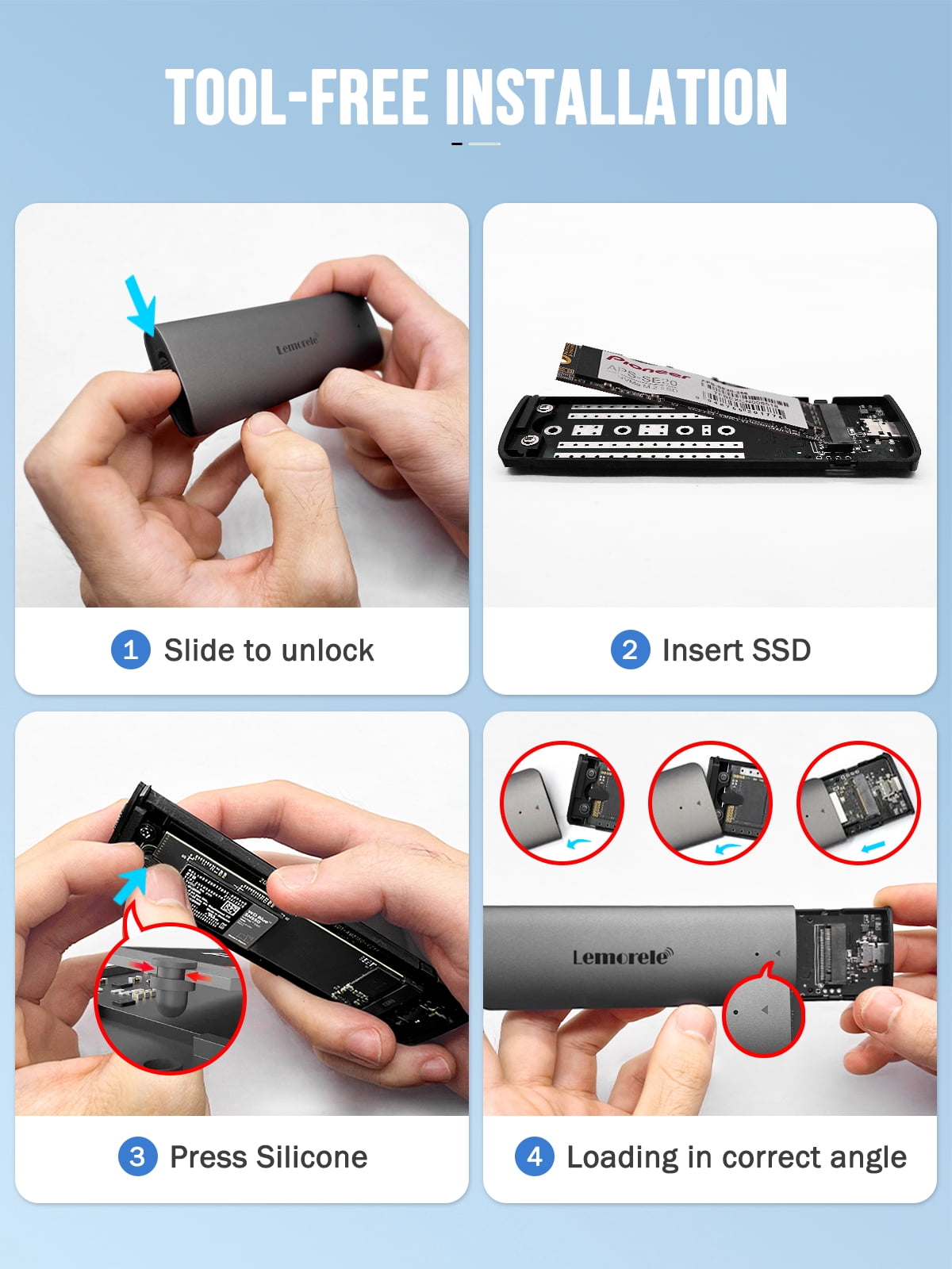 Clearance!!! M.2  NVME SDD Enclosure, USB 3.2 NVMe SSD M2 Housing Adapter Aluminium for 2230/2242/2260/2280 M.2 NVMe/SATA SSD from M-Key/M+B Key with 2 in 1 Cable Tool-Free