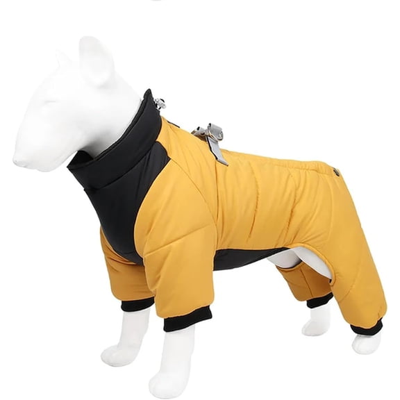 Small Dog Coat, Four Legged Dog Winter Snowsuit Warm Dog Fleece Jacket Puppy Coats with Harness Built in Full Body Dog Snow Jacket for Medium Small Dogs