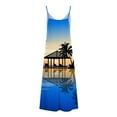 thumbnail image 4 of Wycnly Summer Dresses for Women Fashion Hawaiian Style High Waist Swing Cami Long Dresses 2024 Short Sleeve V-Neck Coconut Tree Print Maxi Formal Dress Sky Blue m, 4 of 5
