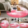 thumbnail image 5 of Round Rugs 7Ft, Pink Round Area Rug Washable Indoor Throw Carpet, Modern White Oil Painting Art Abstract Large Non Slip Circle Rug for Dining Room Playroom Home Decor Aesthetic, 5 of 8