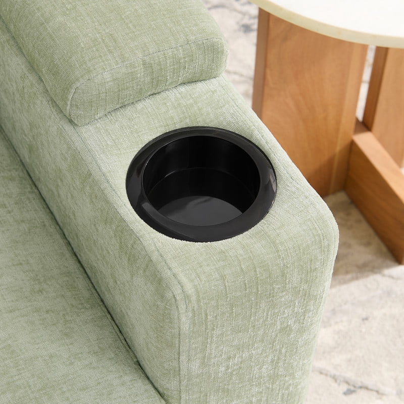 2PCS Single Sofa w/ Storage Ottoman Set, Chaise Lounge w/ Adjustable Backrest, Armchair Sleeper w/ Cup Holder & Phone Holder
