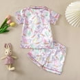 thumbnail image 6 of Vividxx Toddler Girl Clothes Summer Easter Bunny Carrot Print Short Sleeved Top And Shorts Playwear Home Loungewear Homewear Fashion Clothing Festival, 6 of 9