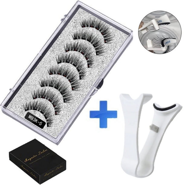 Juego de 3 pestañas postizas magnéticas, no requiere delineador de ojos ni pegamento, pestañas postizas reutilizables de aspecto natural, pestañas negras, ligeras