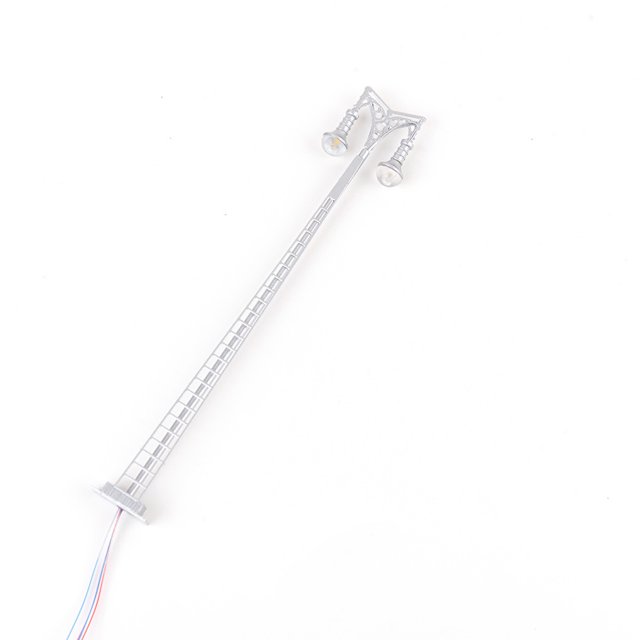 Matsuzay Farola de tren modelo con escalera Decoraciones de paisaje LED Luz de ferrocarril Artesanía Lámpara de pista de arena Gris (luz Type3 NO3
