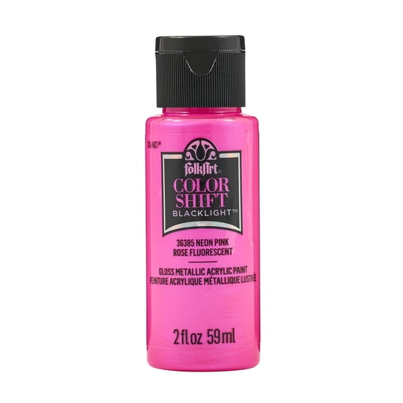 FolkArt Color Shift Blacklight Acrylic Craft Paint, Neon Pink, Metallic, 2 fl oz