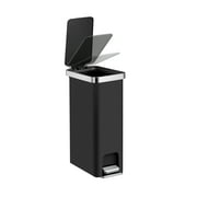 Better Homes & Gardens Slim Kitchen Trash Can, 10.5 Gallon Plastic Step Garbage Bin with Soft Close Lid, Black