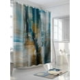 thumbnail image 3 of Fsddascl Turquoise Gradient Shower Curtain Set - Long 72" x 84" Washable Bathtub Curtain with 12 Hooks, Abstract Modern Luxury Ombre Painting Waterproof Fabric Stall Shower Curtains for Bathroom, 3 of 6