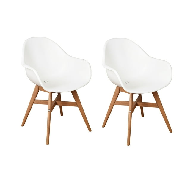 Amazonia Deluxe Hawaii 4 Piece Patio Dining Chairs, White with light