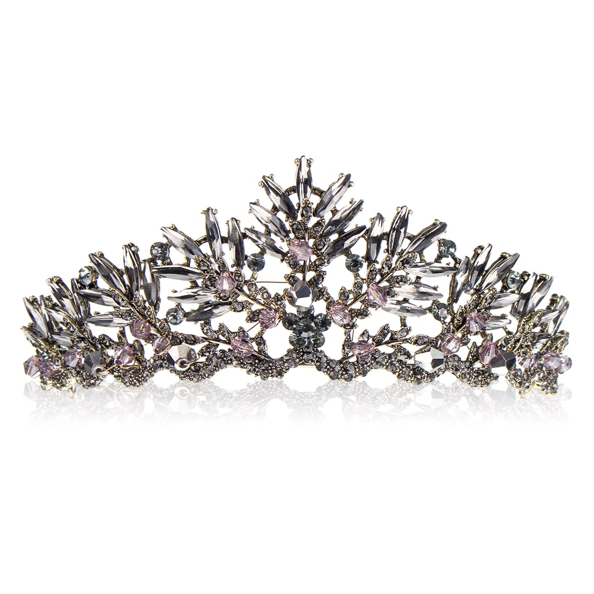 Hot Gothic Barque Crown Black Crystals Wedding Tiara Bridal Headbands Vintage