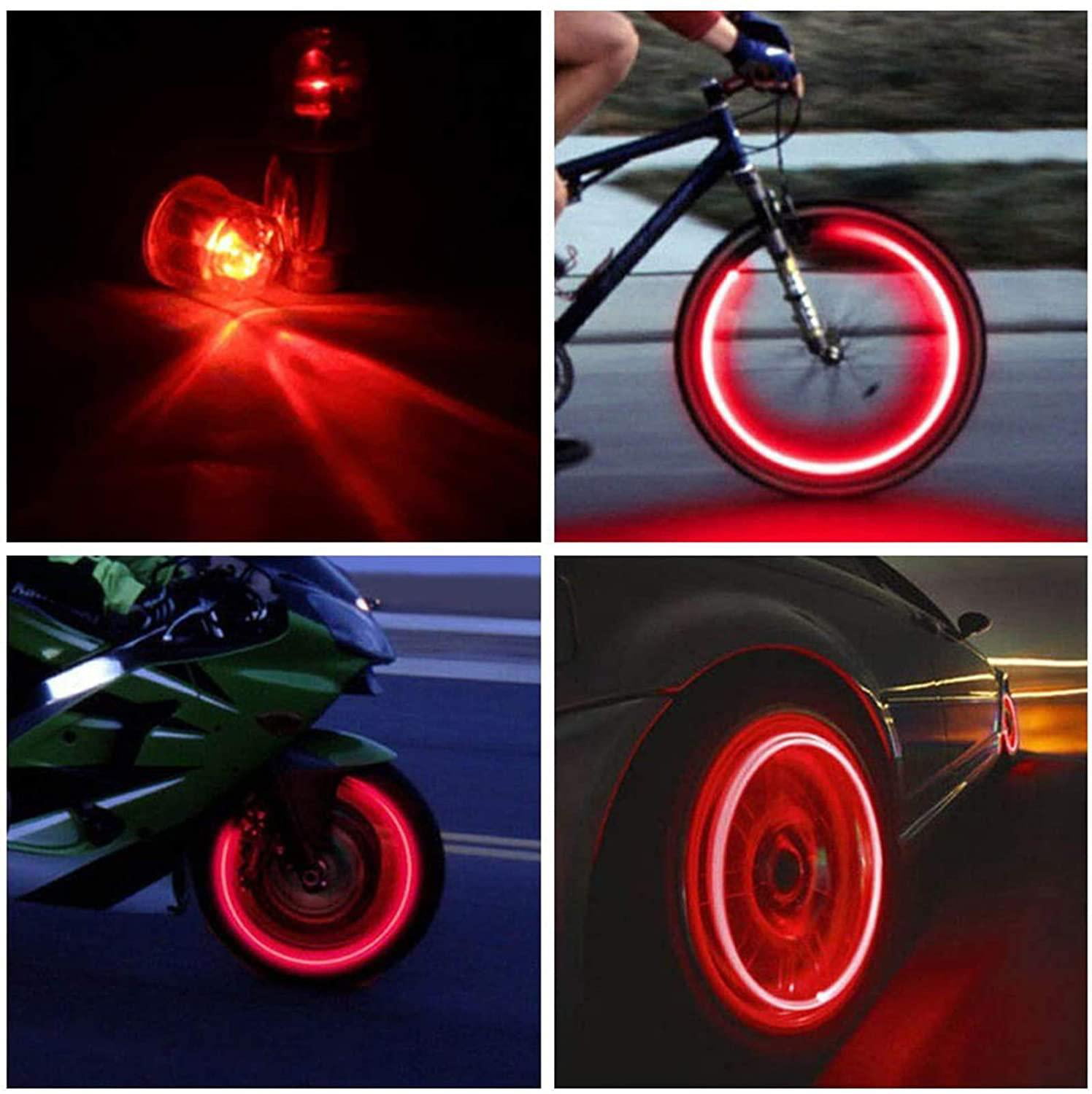 Blue, 12PCS HSIQIAN LED Bike Wheel Light Tyre Tire Valve Caps Neon Light for Car Motorcycle Bicycle 
